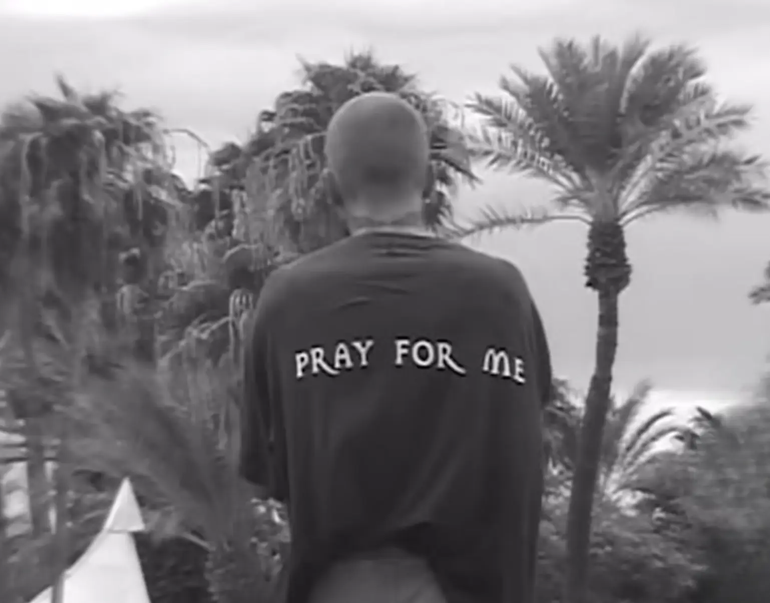 Pattie shared black and white snaps of Bieber in a 'pray for me' T-shirt (Instagram/pattiemallette)
