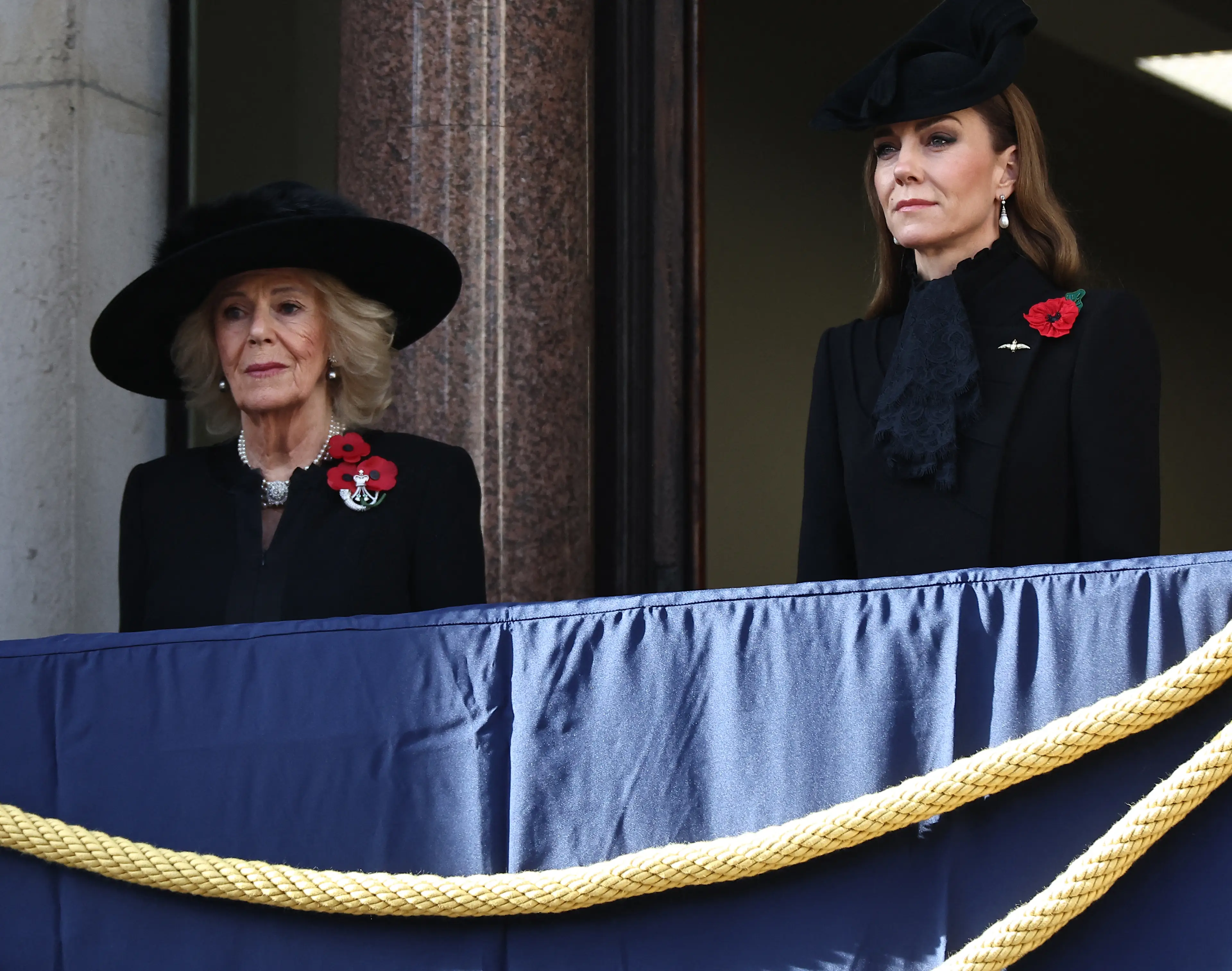 Kate Middleton and Queen Camilla watched the ceremony from a nearby balcony (HENRY NICHOLLS/POOL/AFP via Getty Images)
