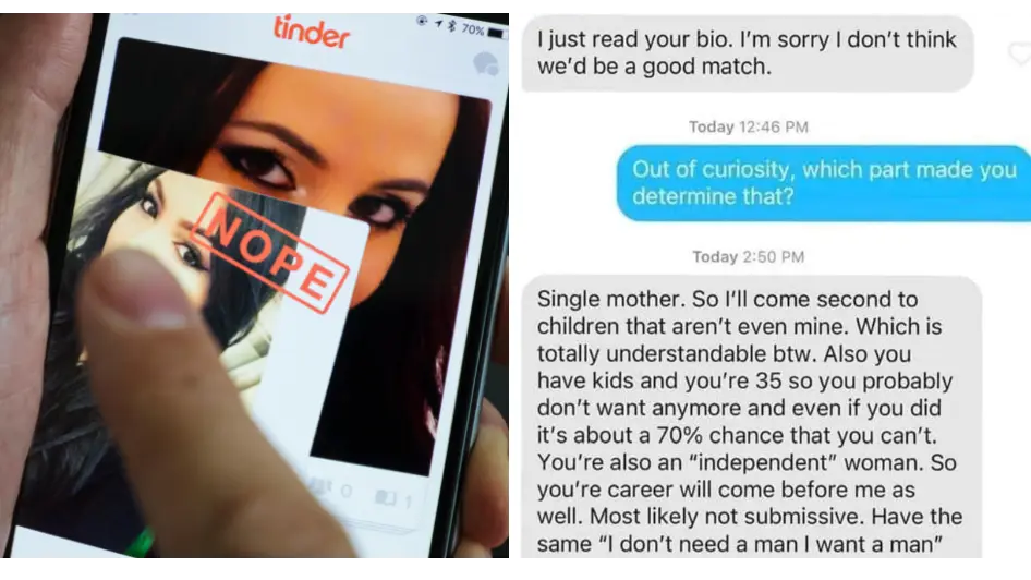 Man gives lengthy reason why his Tinder date isn't a good match