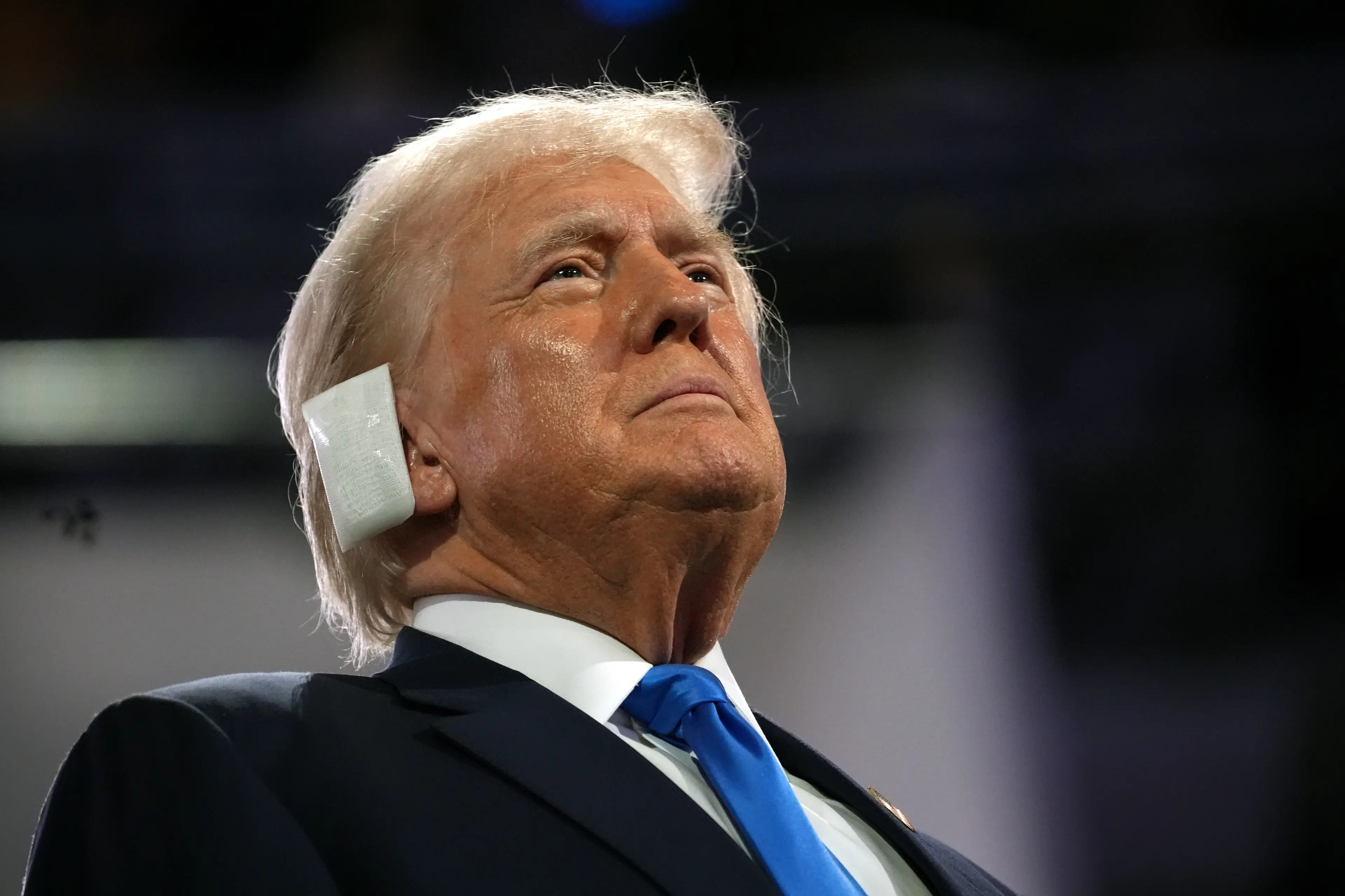 Trump was seen with a bandage over his ear in the days after the attack (Andrew Harnik/Getty Images)
