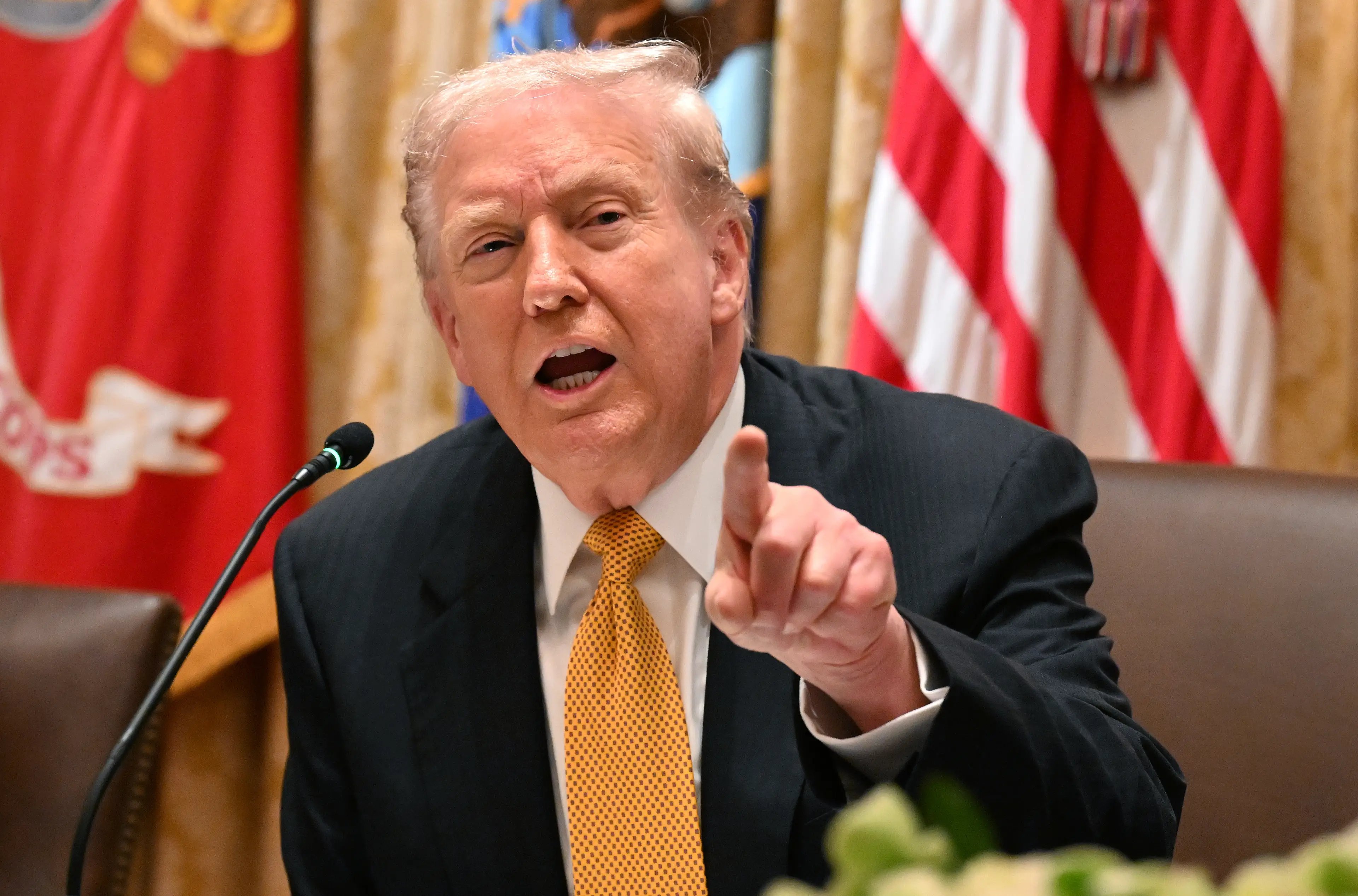 Trump shared a series of social media posts about the tariffs (Photo by Roberto Schmidt/Getty Images)