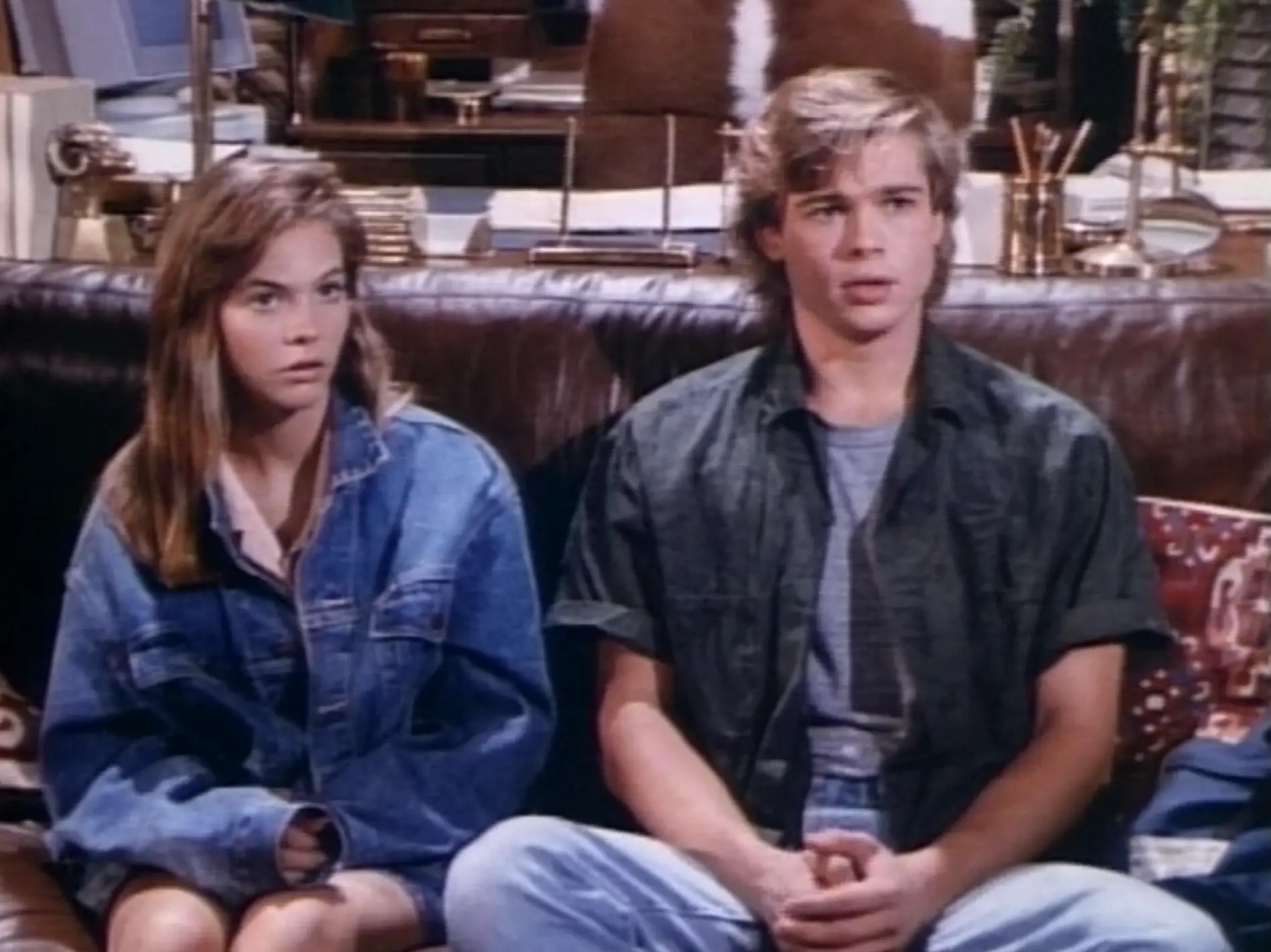 Shalane McCall and Brad Pitt in Dallas (1978).