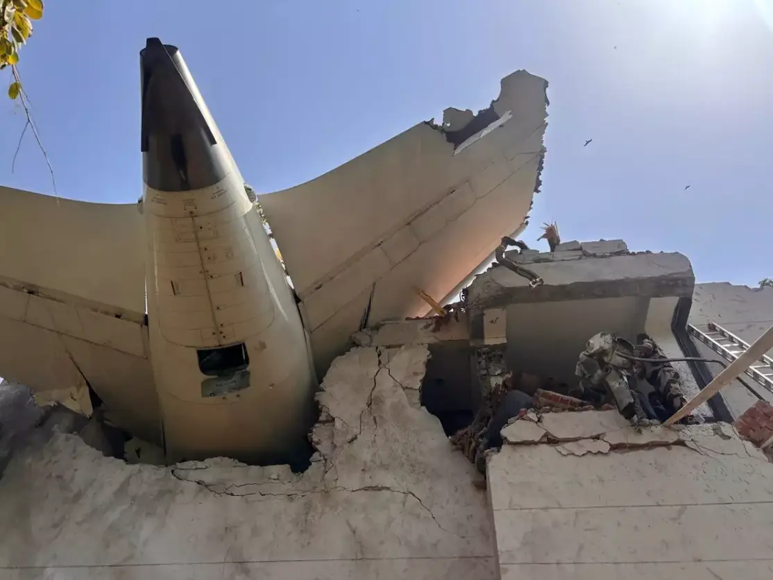 The harrowing 'Mayday' call issued before the Air India flight crashed has been revealed (Central Industrial Security Force / Handout/Anadolu via Getty Images)