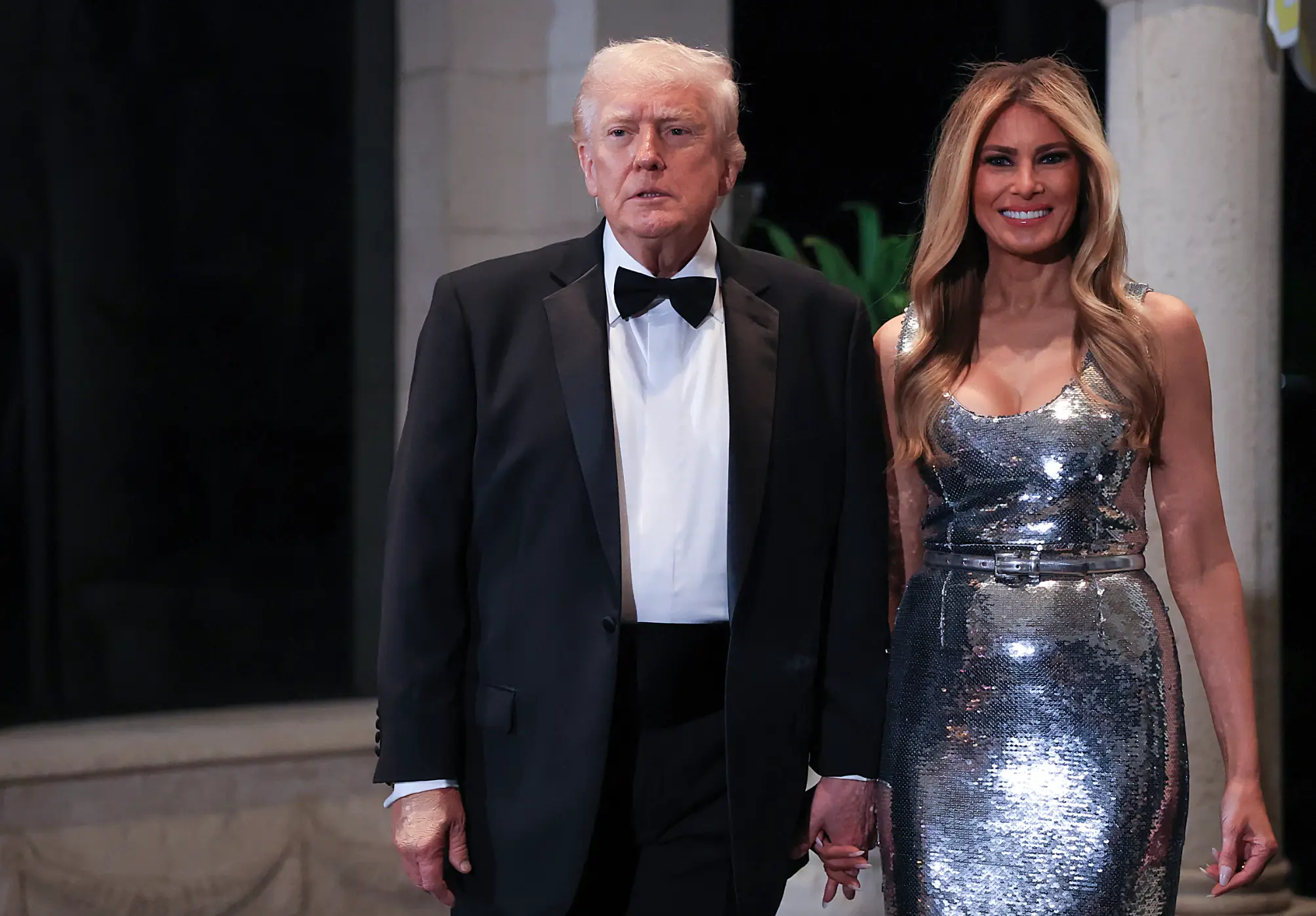 Donald and Melania Trump have gone viral following their appearance at the Mar-a-Lago New Year's Eve party (Joe Raedle/Getty Images)