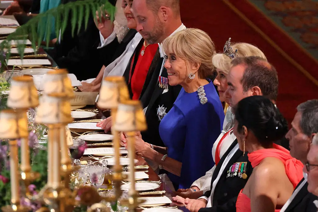 Emmanuel Macron, his wife Brigitte and members of the royal family enjoyed a state banquet at Windsor Castle yesterday (8 July) (LUDOVIC MARIN / Contributor / Getty Images)