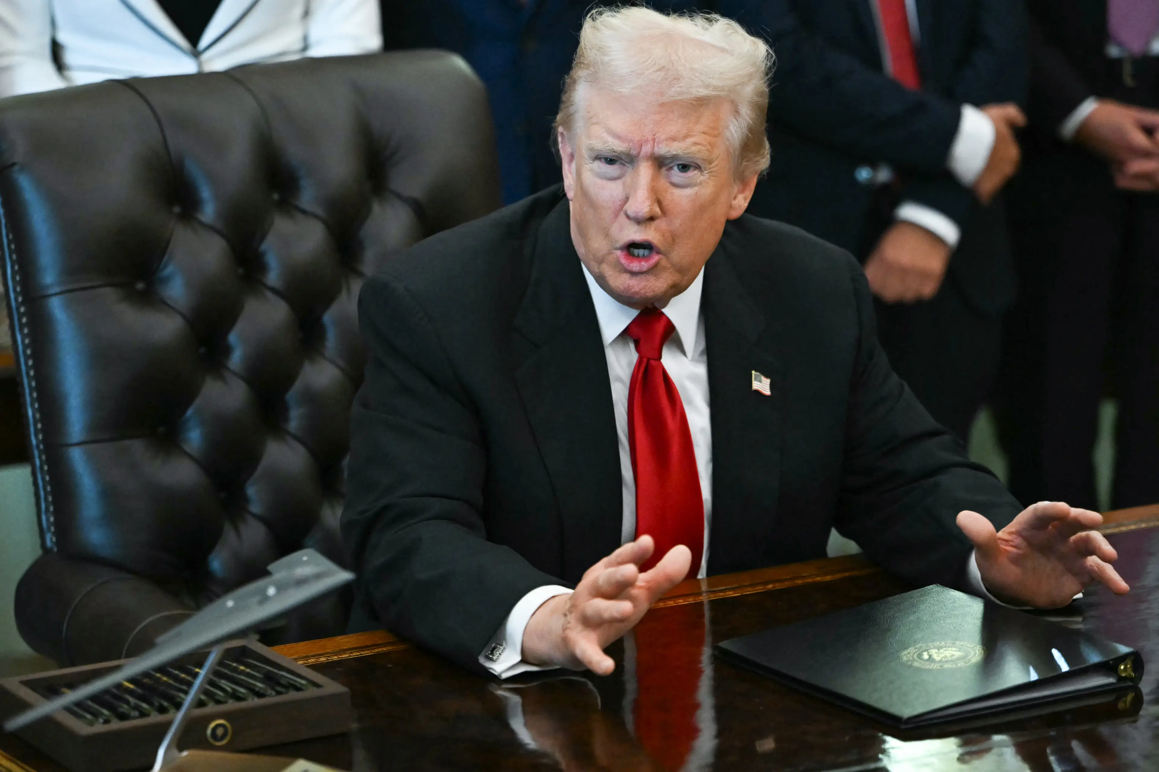 Trump issued a two-word demand in the seconds that followed (ANDREW CABALLERO-REYNOLDS/AFP via Getty Image)