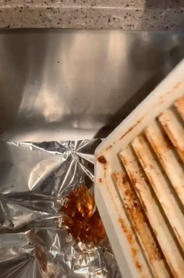 The woman used foil to collect the fat.