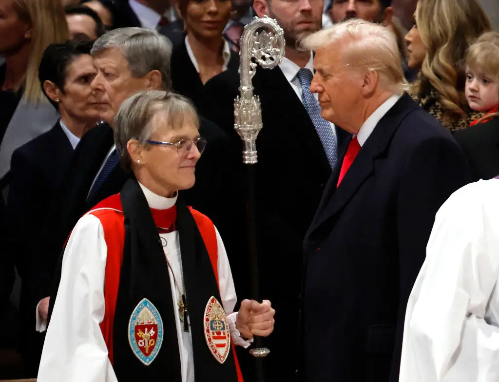 A lip reader has revealed what Trump's family said during Budde's sermon (Chip Somodevilla / Staff / Getty Images)