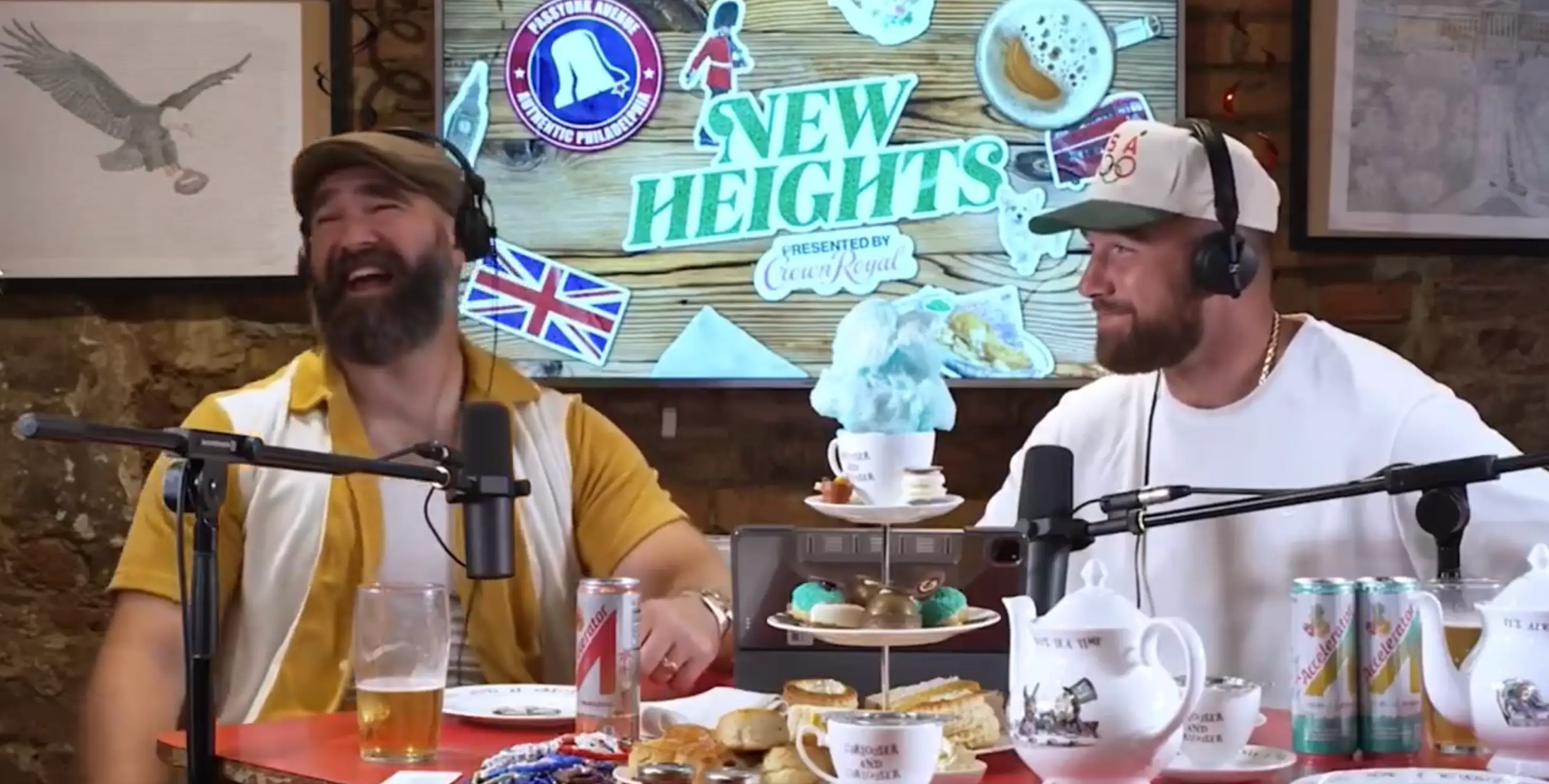 Travis' confession had his brother Jason in stitches. (YouTube/New Heights)