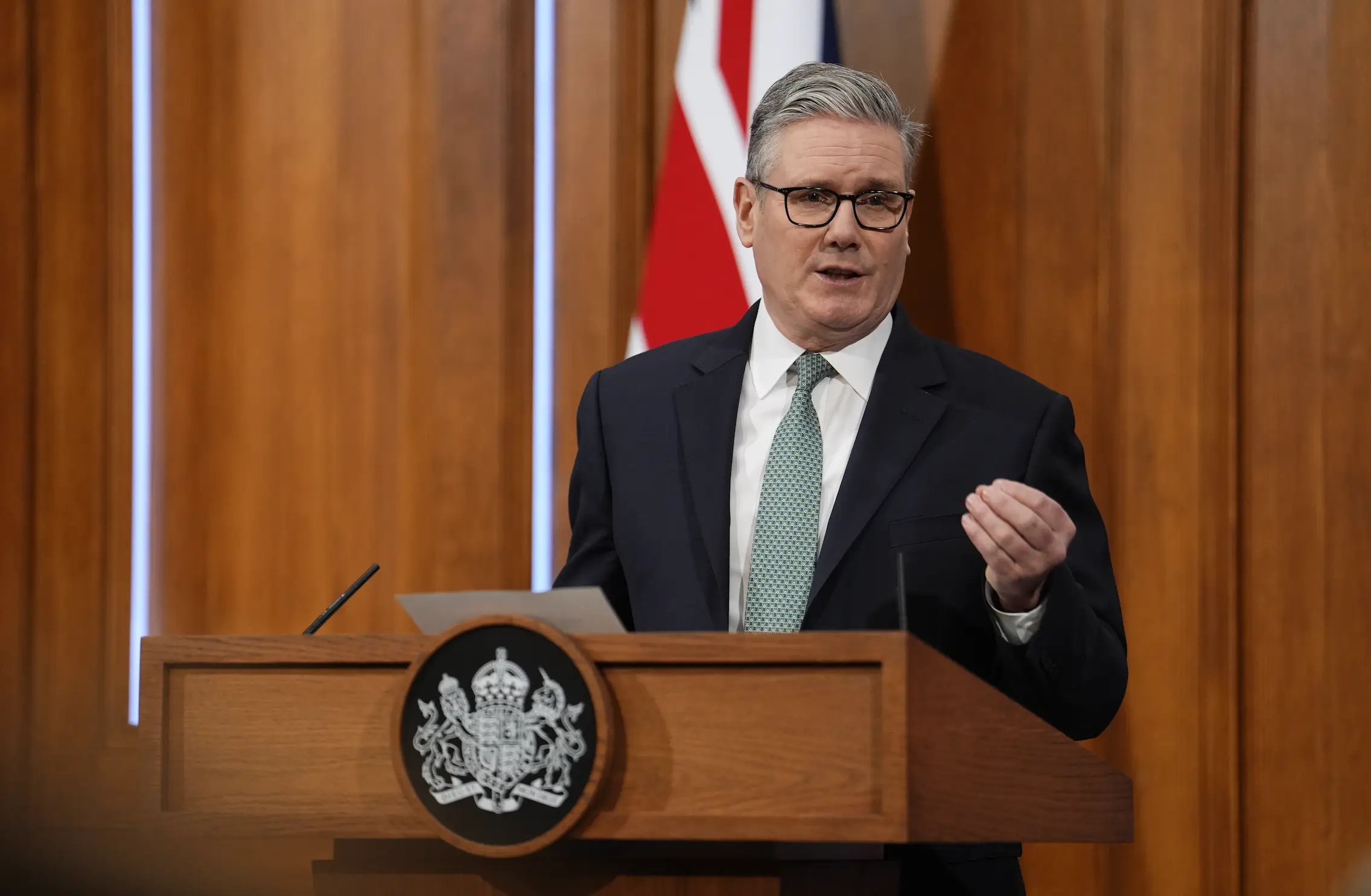 Starmer addressed the tariffs in a press conference (Jordan Pettitt - WPA Pool/Getty Images)