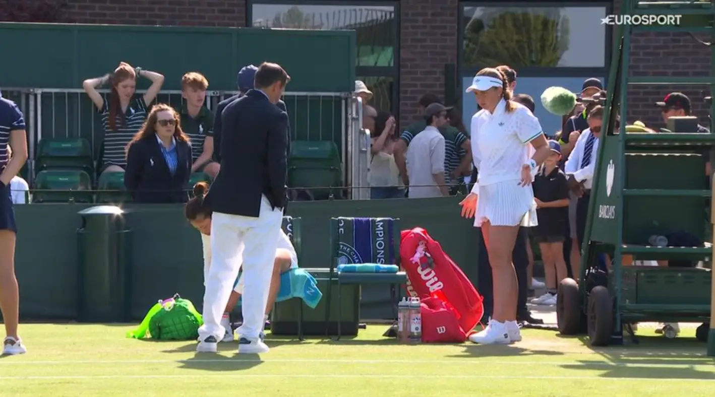 Jelena Ostapenko had a viral moment with the umpire during a match on Sunday (EuroSport)