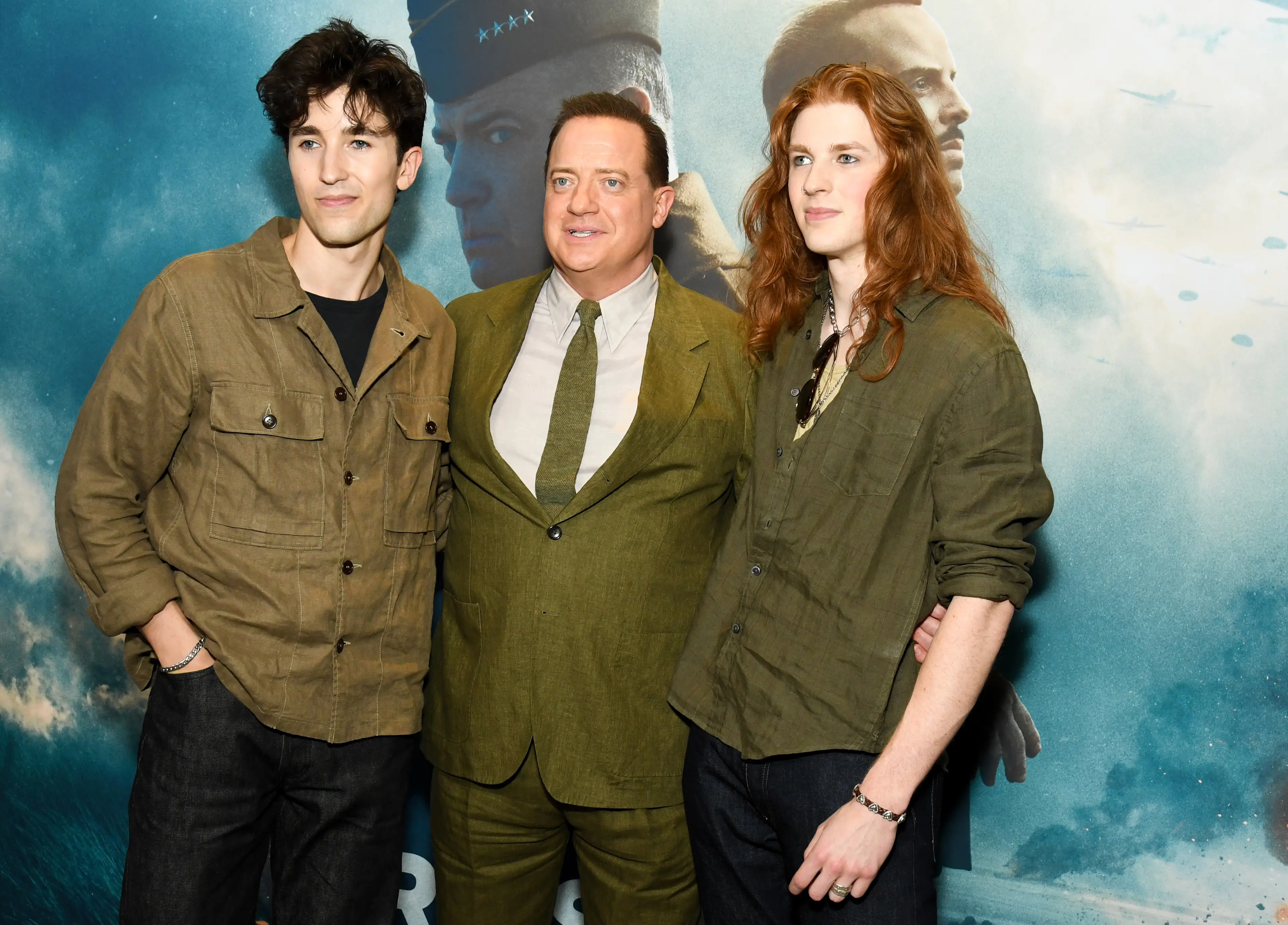 Fans couldn't get over how tall Fraser's two sons were after spotting snaps of them altogether at the Pressure premiere on Tuesday (Kristina Bumphrey/Variety via Getty Images)