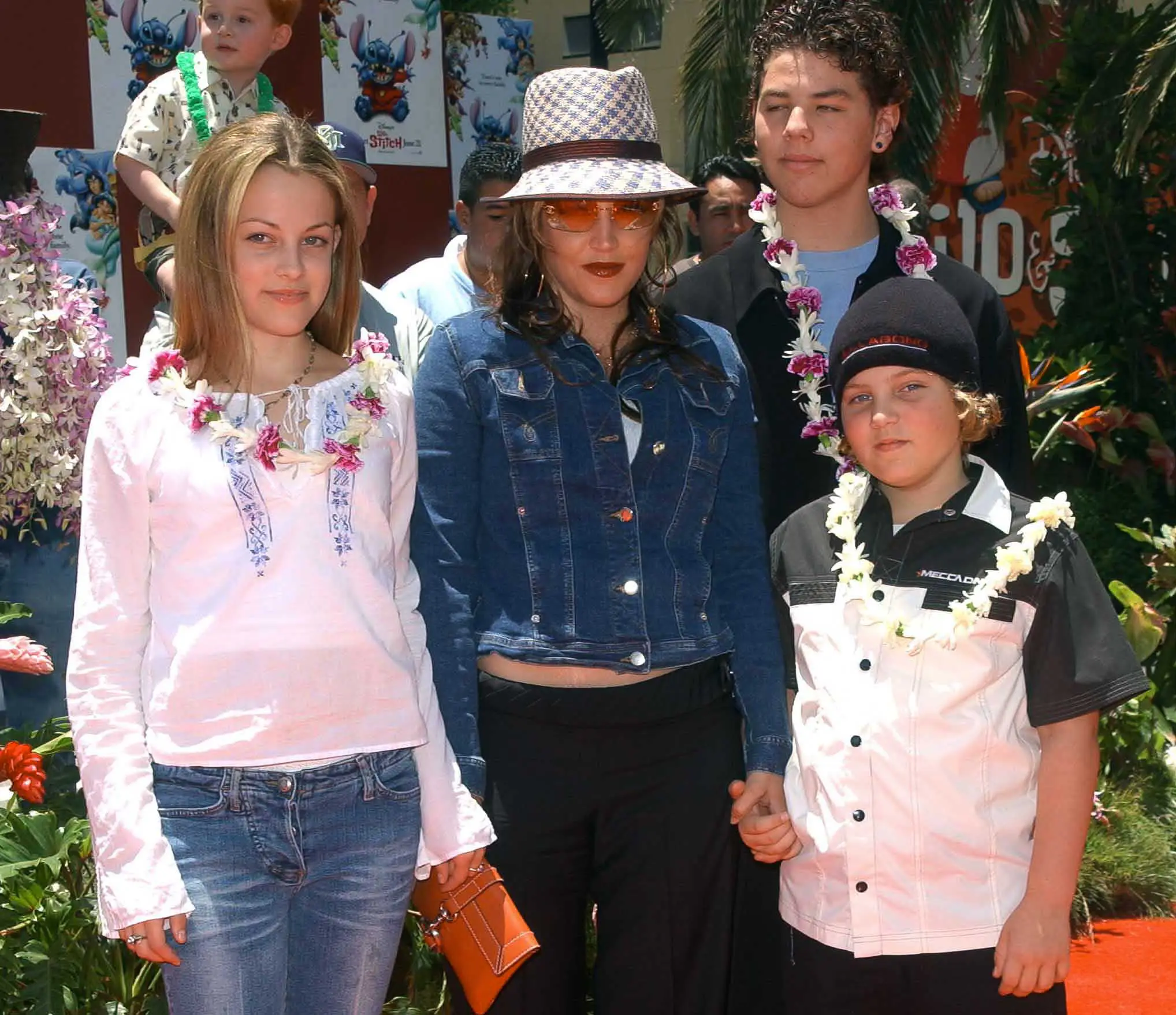 Presley with her children Riley and Benjamin Keough in 2002 (CHRIS DELMAS/AFP via Getty Images)