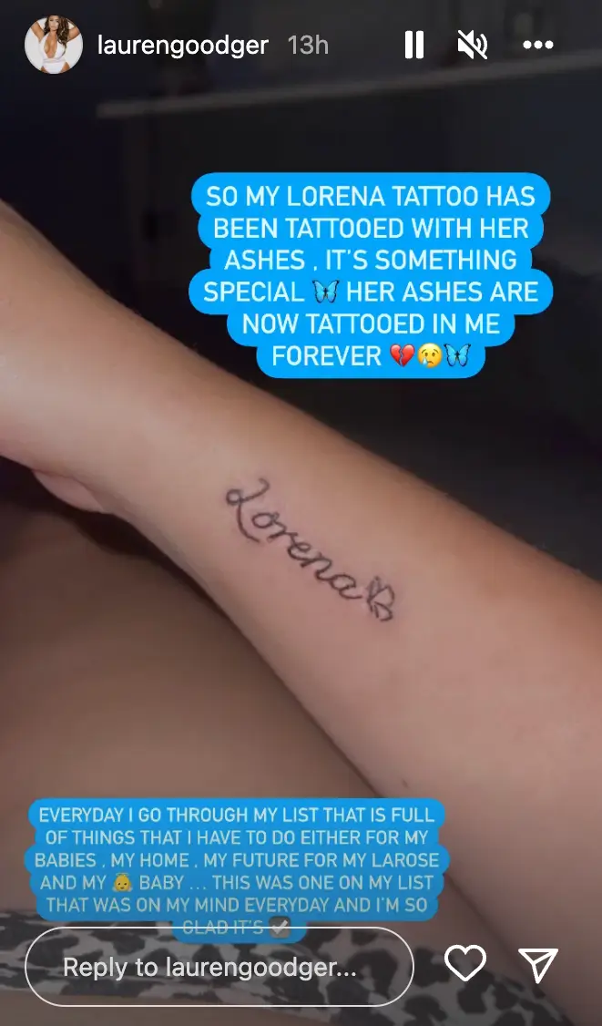 Lauren Goodger got a touching tribute to her late daughter.