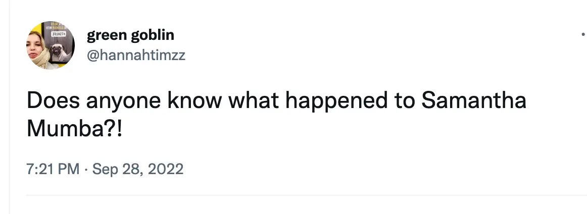 Mumba disappeared from the spotlight after the early noughties.