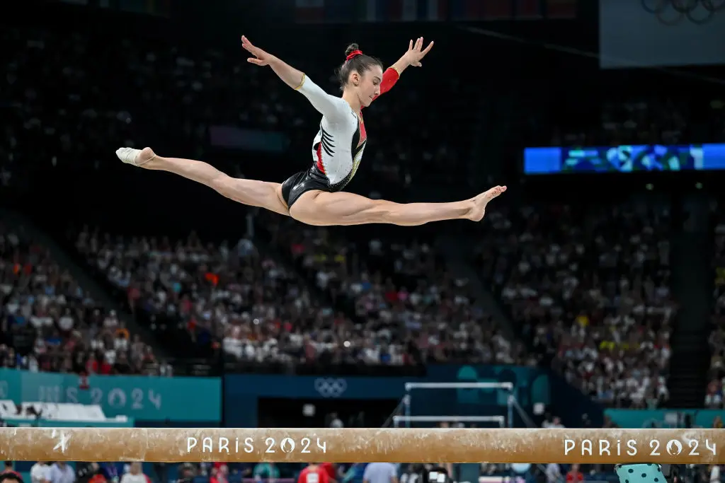 German gymnast Helen Kevric competing in the 2024 Paris Olympics. (Harry Langer/DeFodi Images via Getty Images)