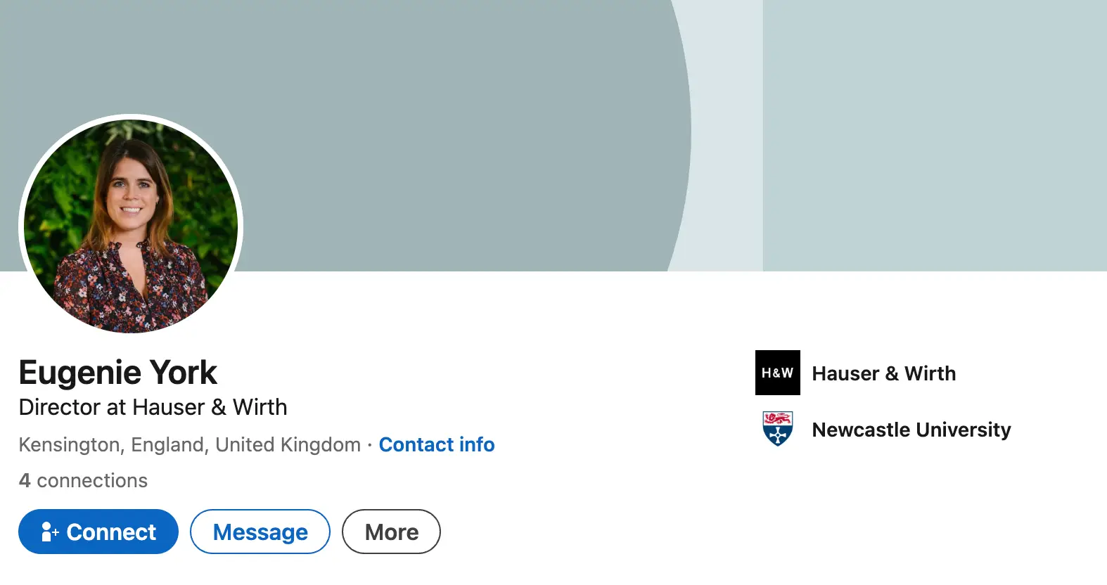 Eugenie, 35, also goes by her 'York' surname instead of her royal title (LinkedIn)