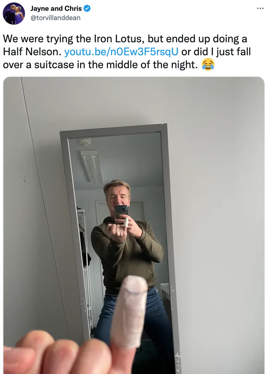 Dean ended up with a bandaged finger as a result.