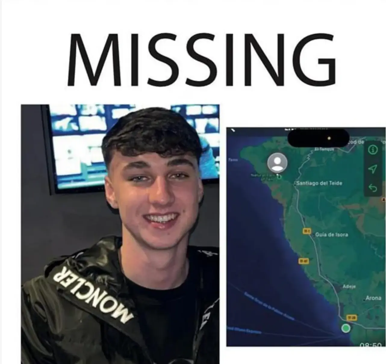 Jay's family has issued a missing person's poster with his last known location on it. (Handout)