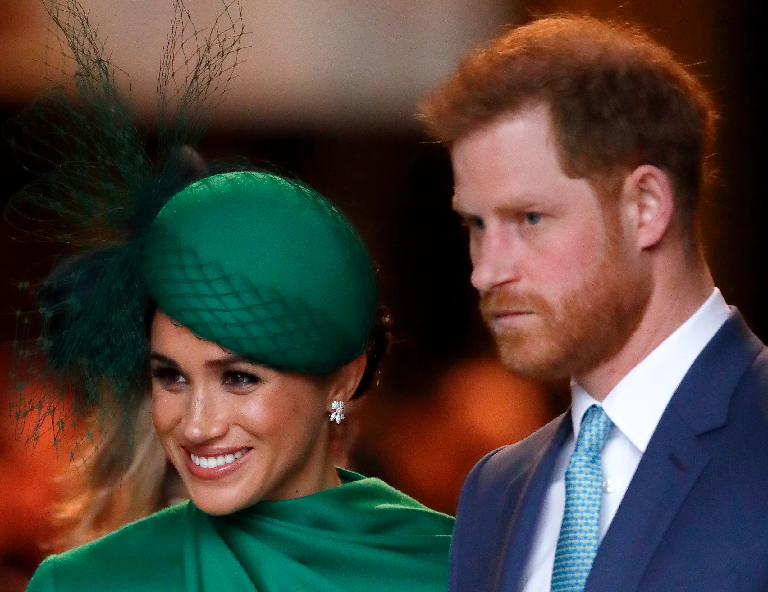 Meghan and Harry during the 2020 Commonwealth Day Service of Celebration. (Max Mumby/Indigo/Getty Images)