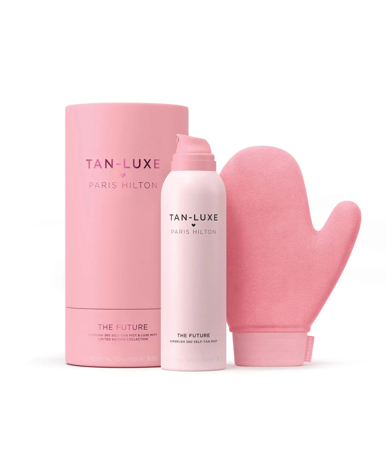The clear tanning mist also comes with a mitt.