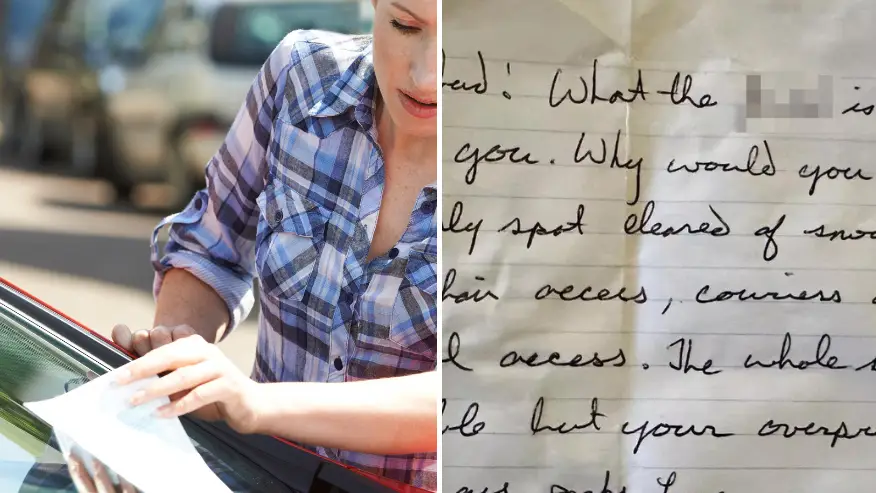 Woman who was nine-months pregnant furious at ‘assuming’ note left on her car by angry neighbour