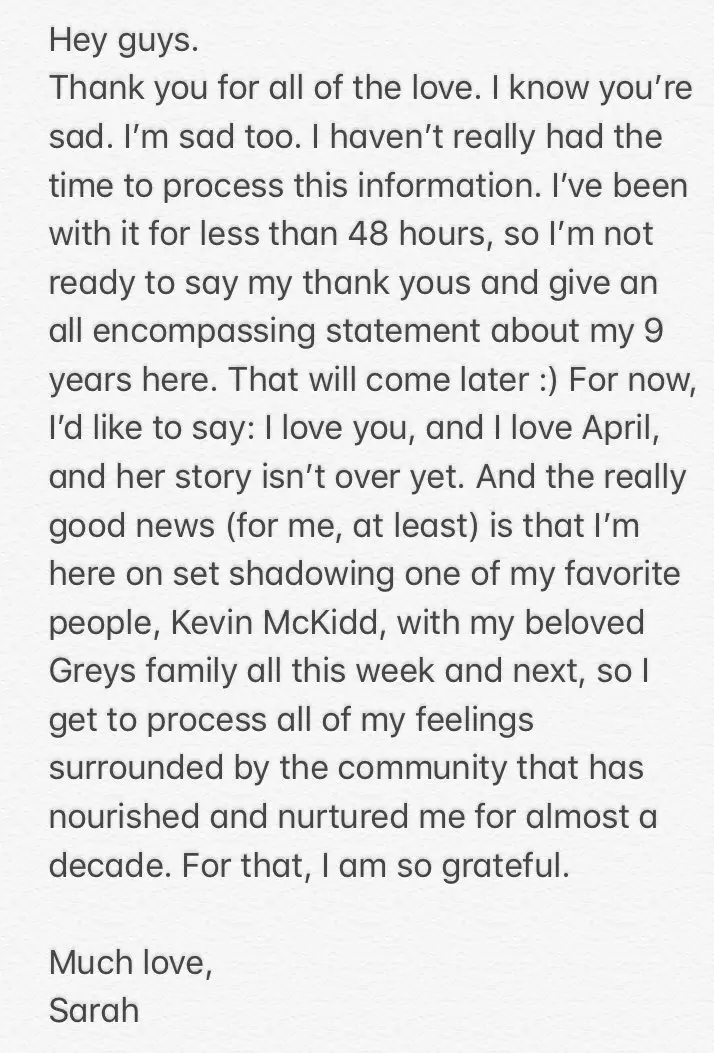Drew shared a statement to social media when she departed from the show back in 2018 (X/@sarahdrew)