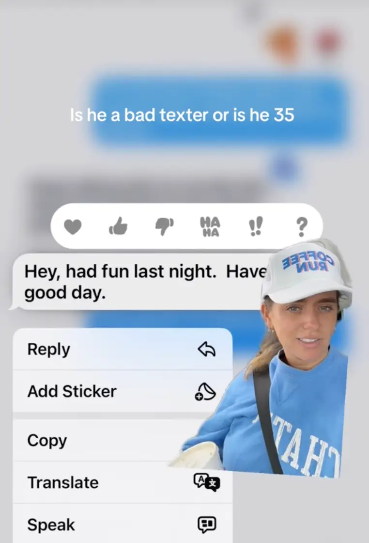 Elizabeth recently shared the text she'd received from a man after their first date (TikTok/@yogiinpinkk)