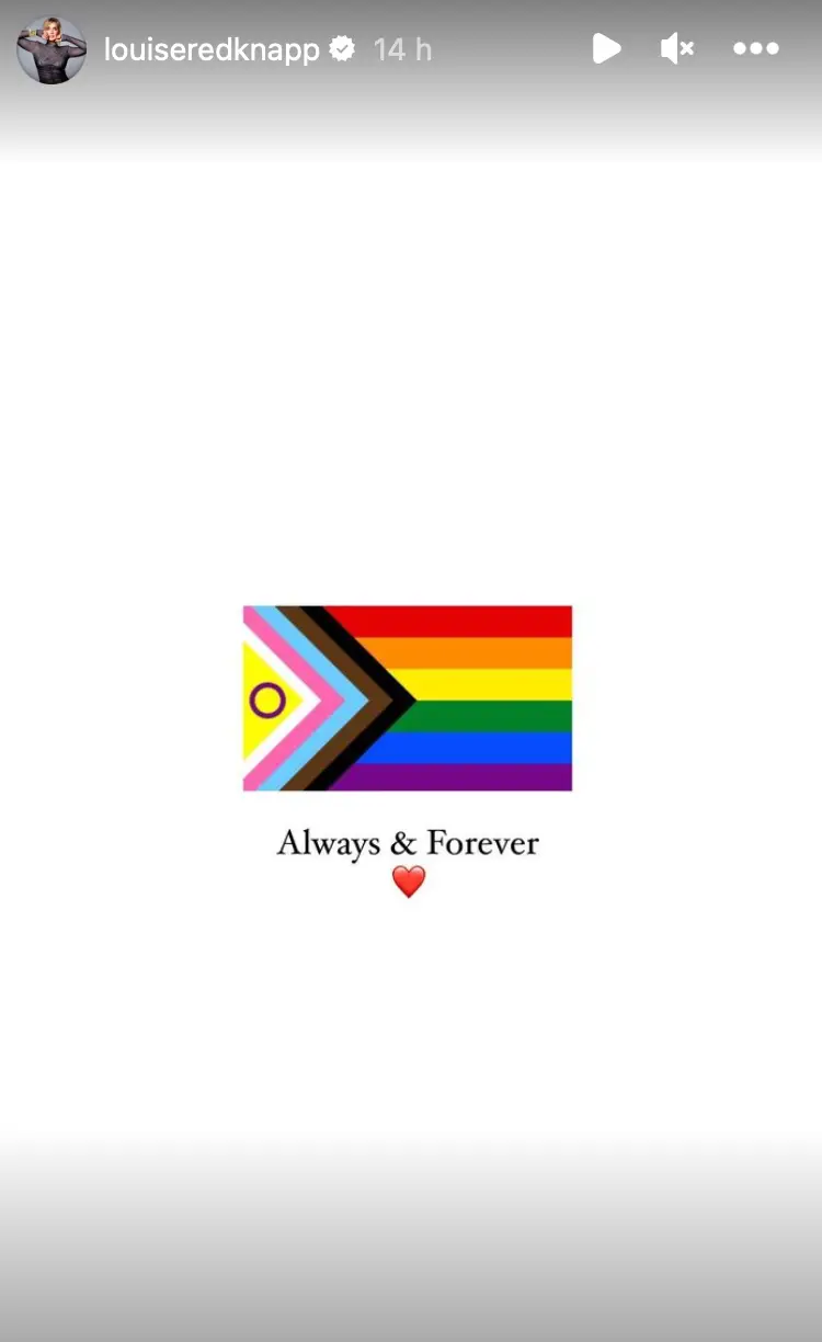 Louise shared a pride flag to her socials.
