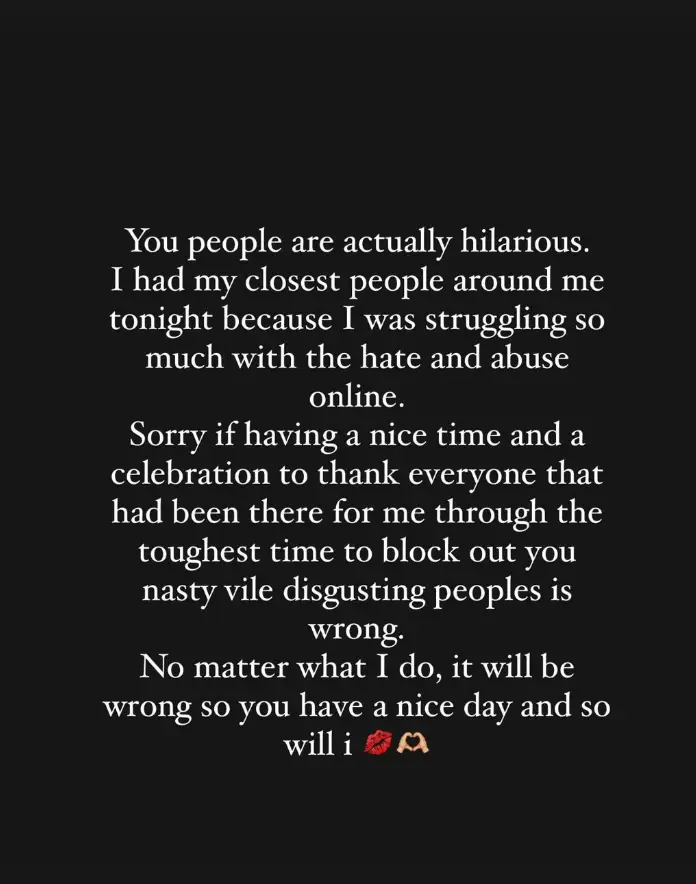 Amy hit out at the 'abuse' she received following last night's episode (Instagram/@amyvictoriakenyon)