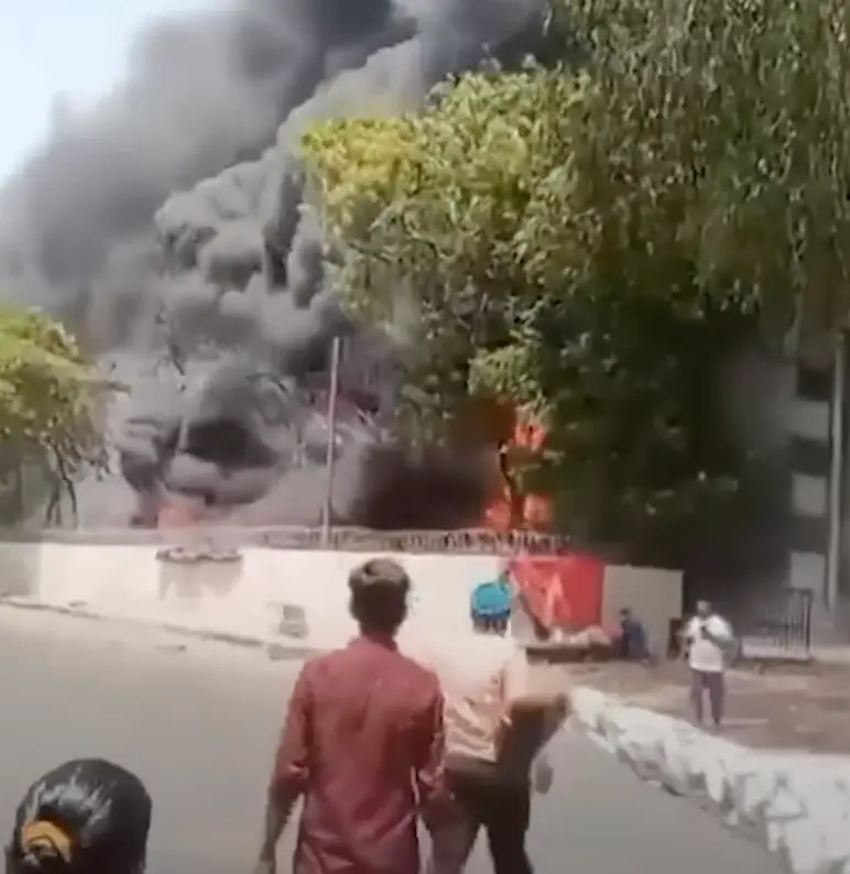 The video shows the moment Ramesh walked away from the disaster, relatively unharmed (India Today/YouTube/@narendamodi)