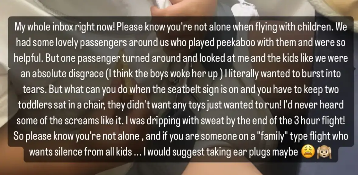 Mrs Hinch said the plane ride was 'hell'.