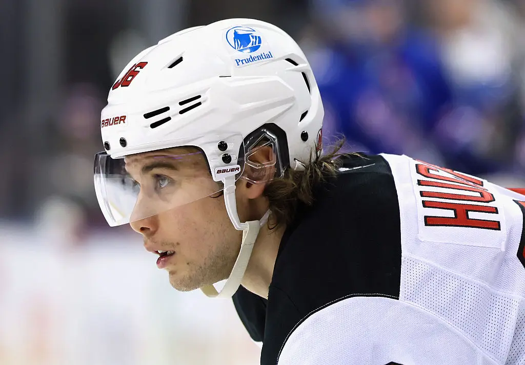 Hughes was keen to keep the puck to give it to his father (Bruce Bennett / Staff / Getty Images)
