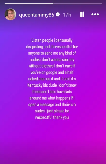 Tammy Slaton put a statement up on her Instagram story (Instagram/tammyslaton)