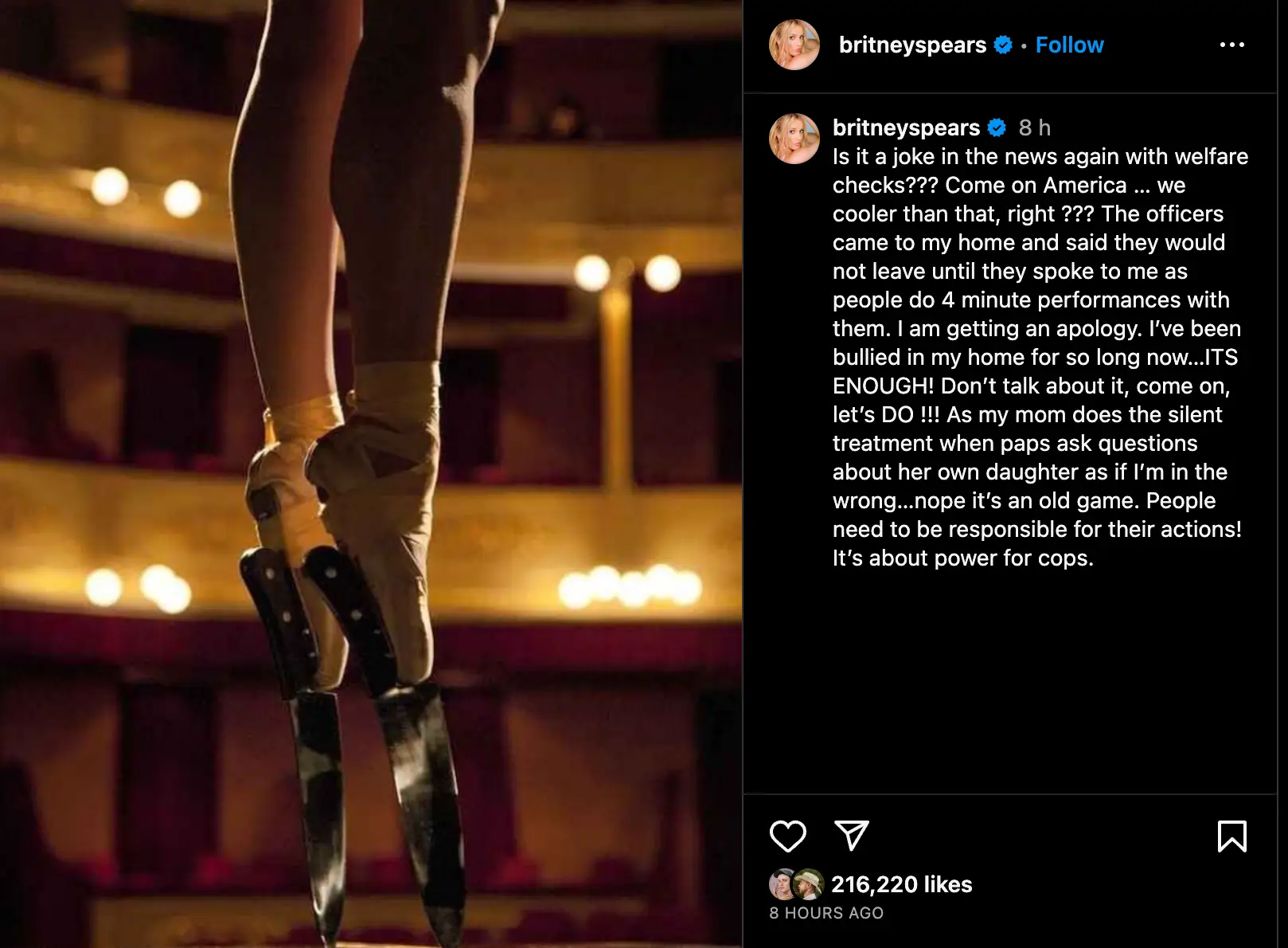 Spears has slammed the welfare checks.