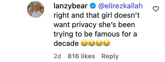 Alana Hadid has weighed in on the drama (Instagram/lanzybear)