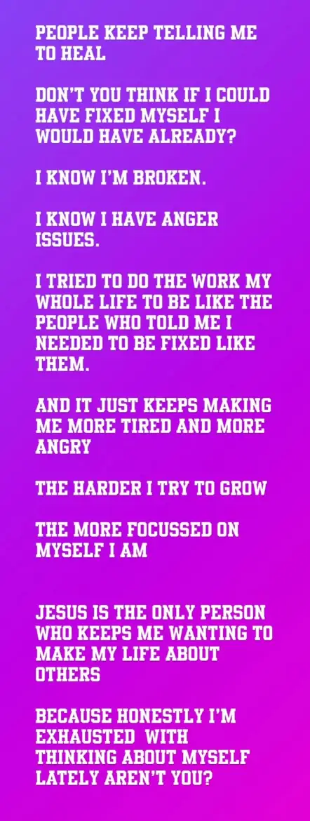 Justin opened up about being 'broken' in his latest Instagram post (Instagram/@justinbieber)