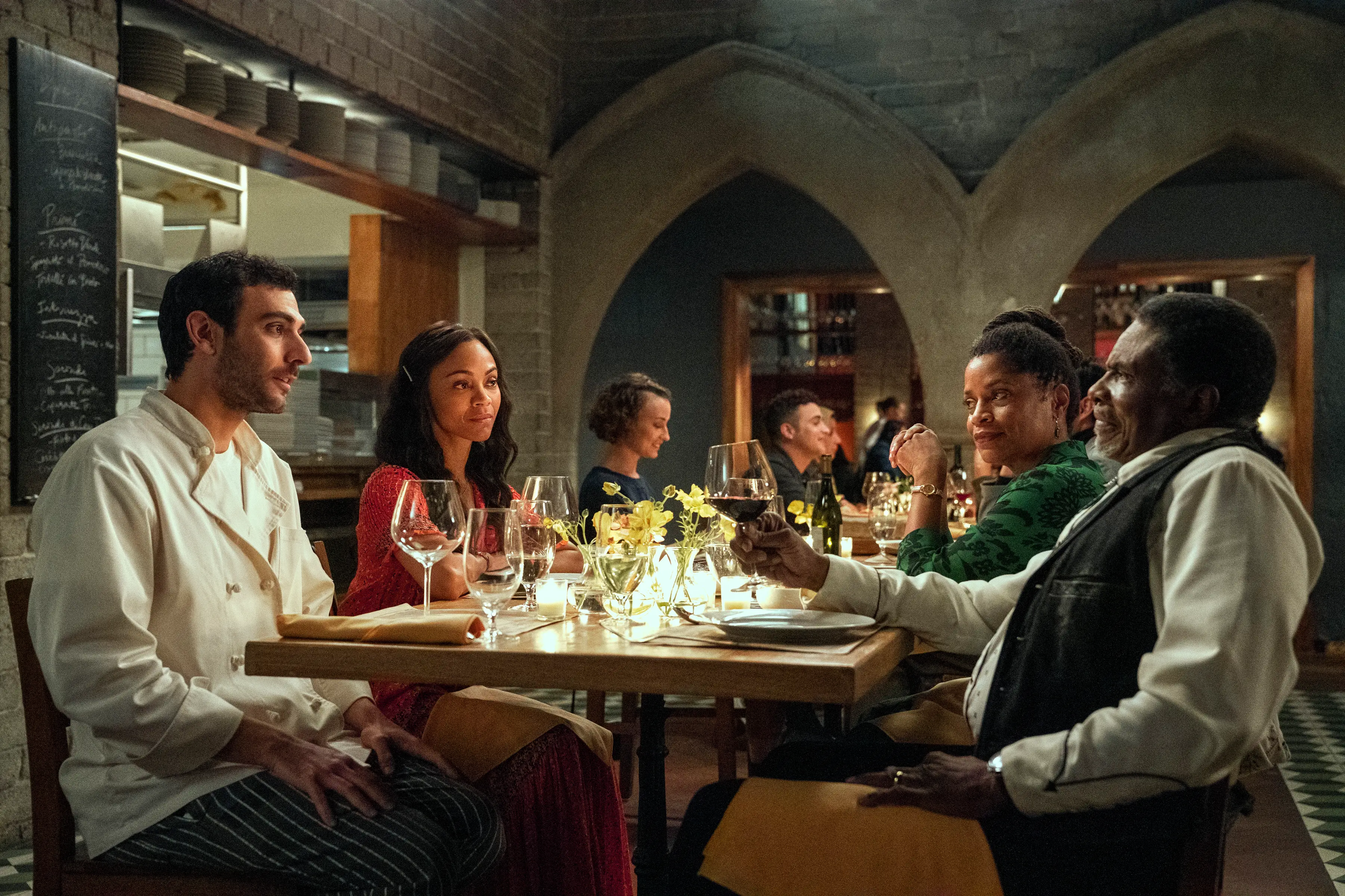 Zoe Saldaña plays an American student in Italy.