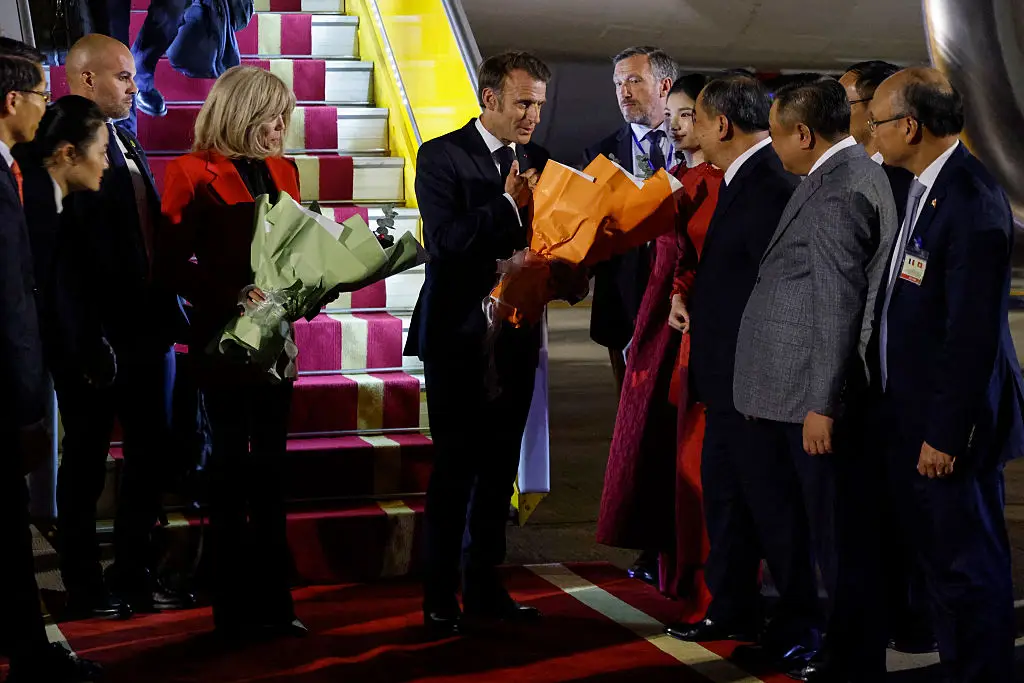 French president Emmanuel Macron and his wife Brigitte have gone viral after she appeared to 'slap' him in the face (LUDOVIC MARIN / Contributor / Getty Images)