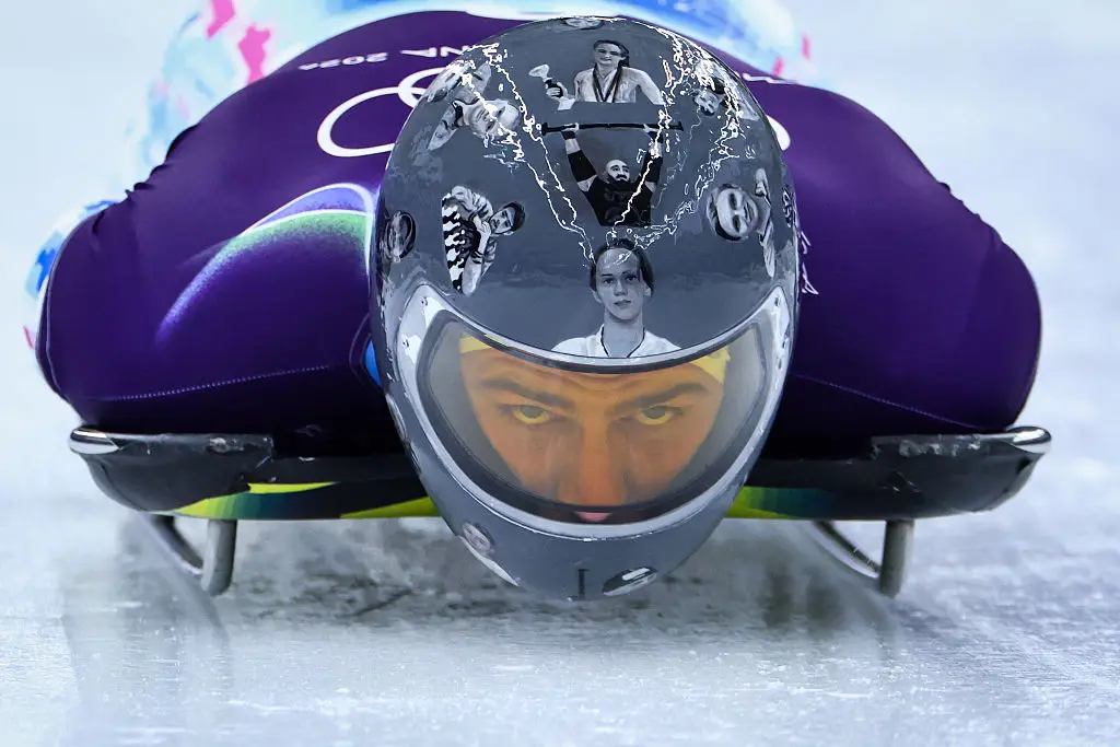 Ukrainian skeleton racer Vladyslav Heraskevych was banned from wearing his helmet in races (FRANCK FIFE/Getty Images)