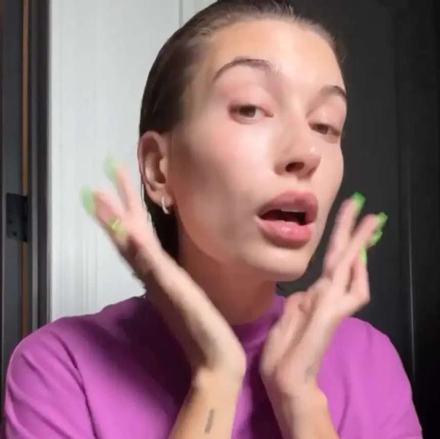 Hailey Bieber opted for 'basically nothing' on her skin.