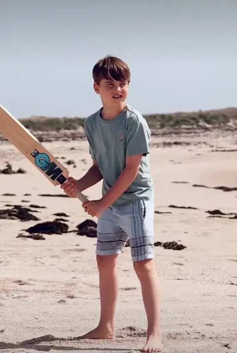 Prince Louis was seen playing cricket on the beach, jumping into the sea and running on the sand (Instagram/@princeandprincessofwales)