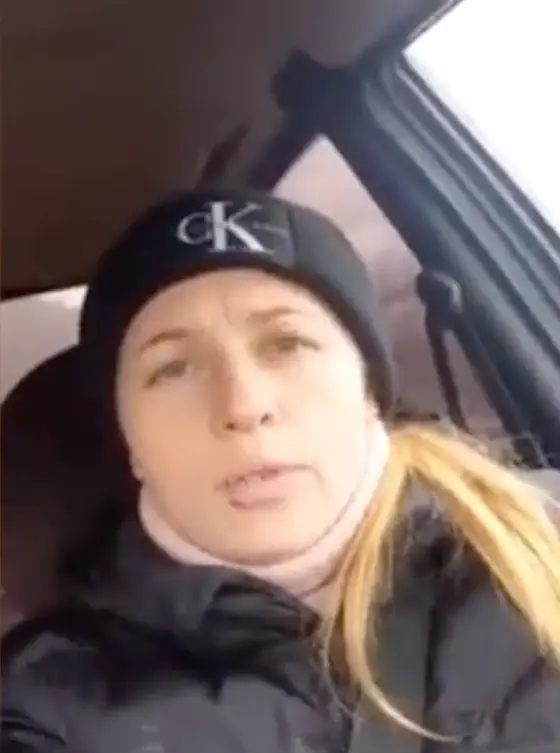 The woman demanded the soldier take his mask off (