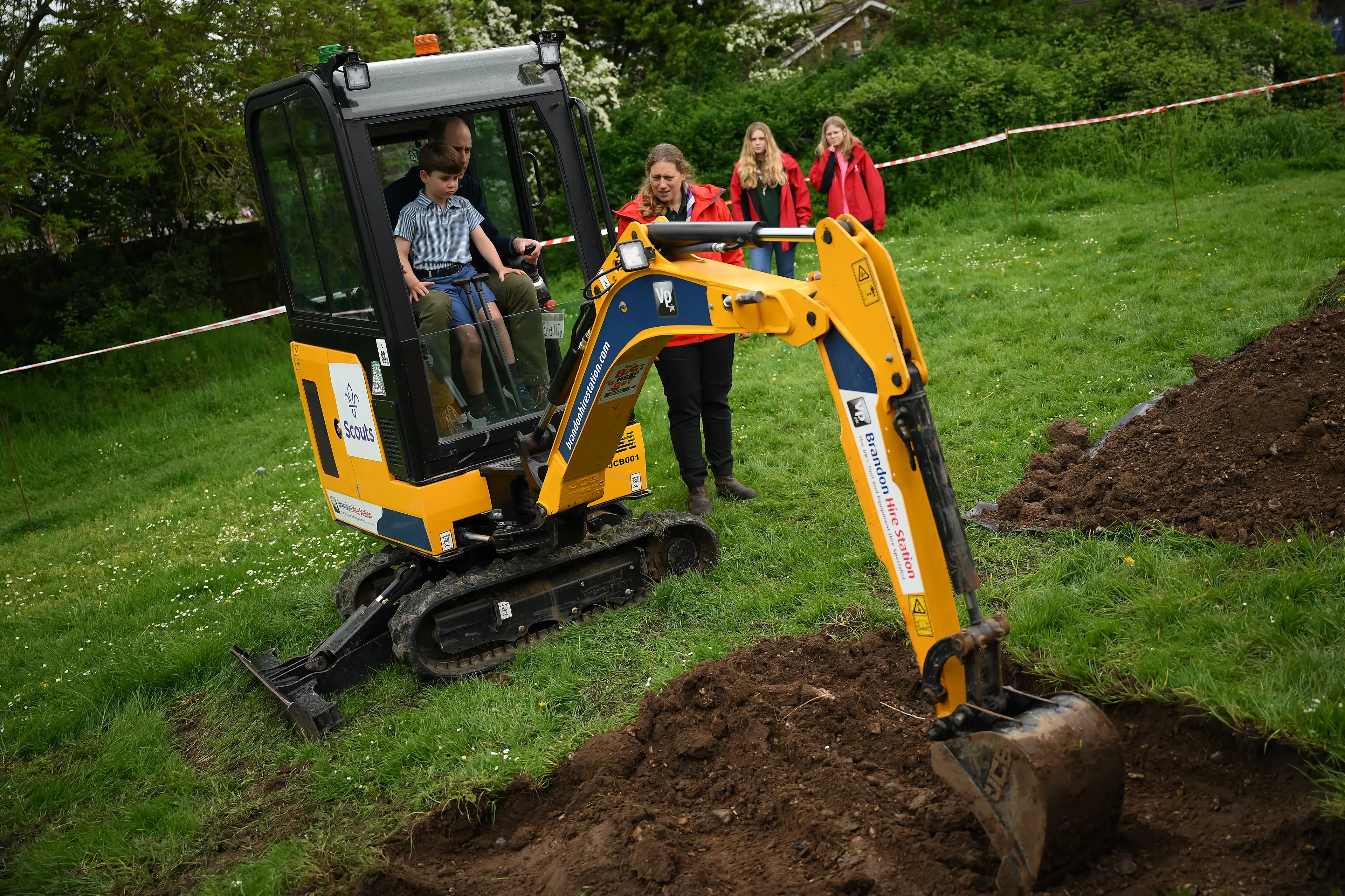 Louis joined his dad on a digger.
