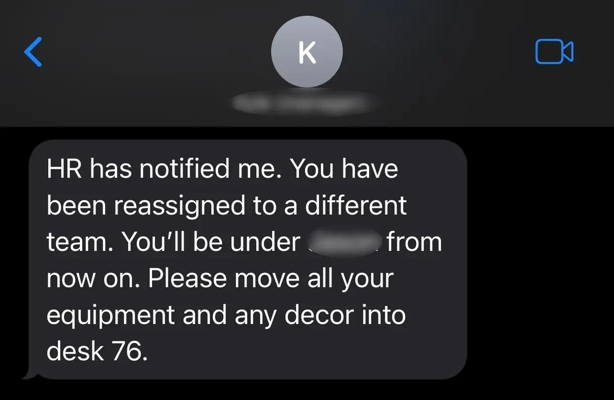 She ended up moving to a different team following the HR meeting. (X/@qnoodledoodles)