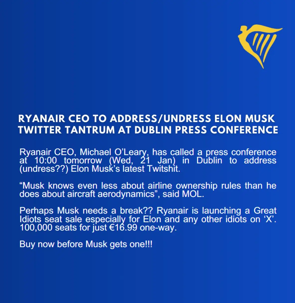 The Ryanair team launched a fiery initiative online (X/@ryanair)