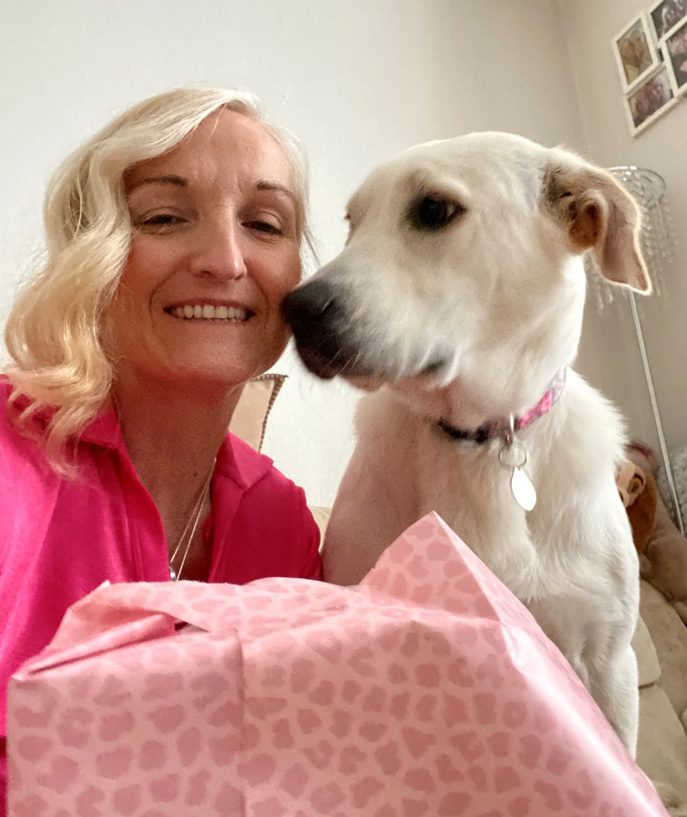 Toni with her beloved yellow lab, Maddie.