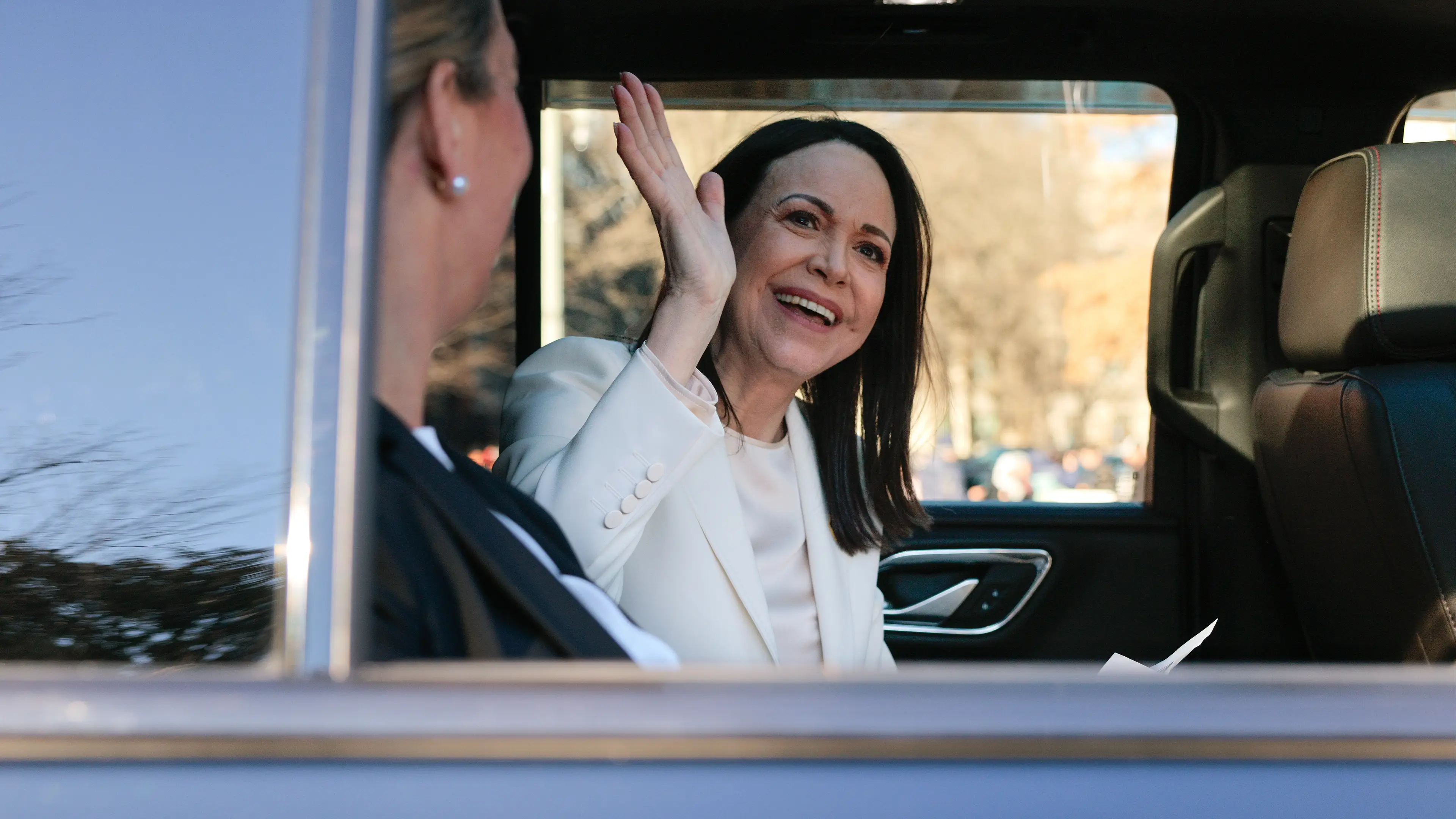 Nobel Peace Prize winner leaves White House with branded gift bag after handing Trump her award