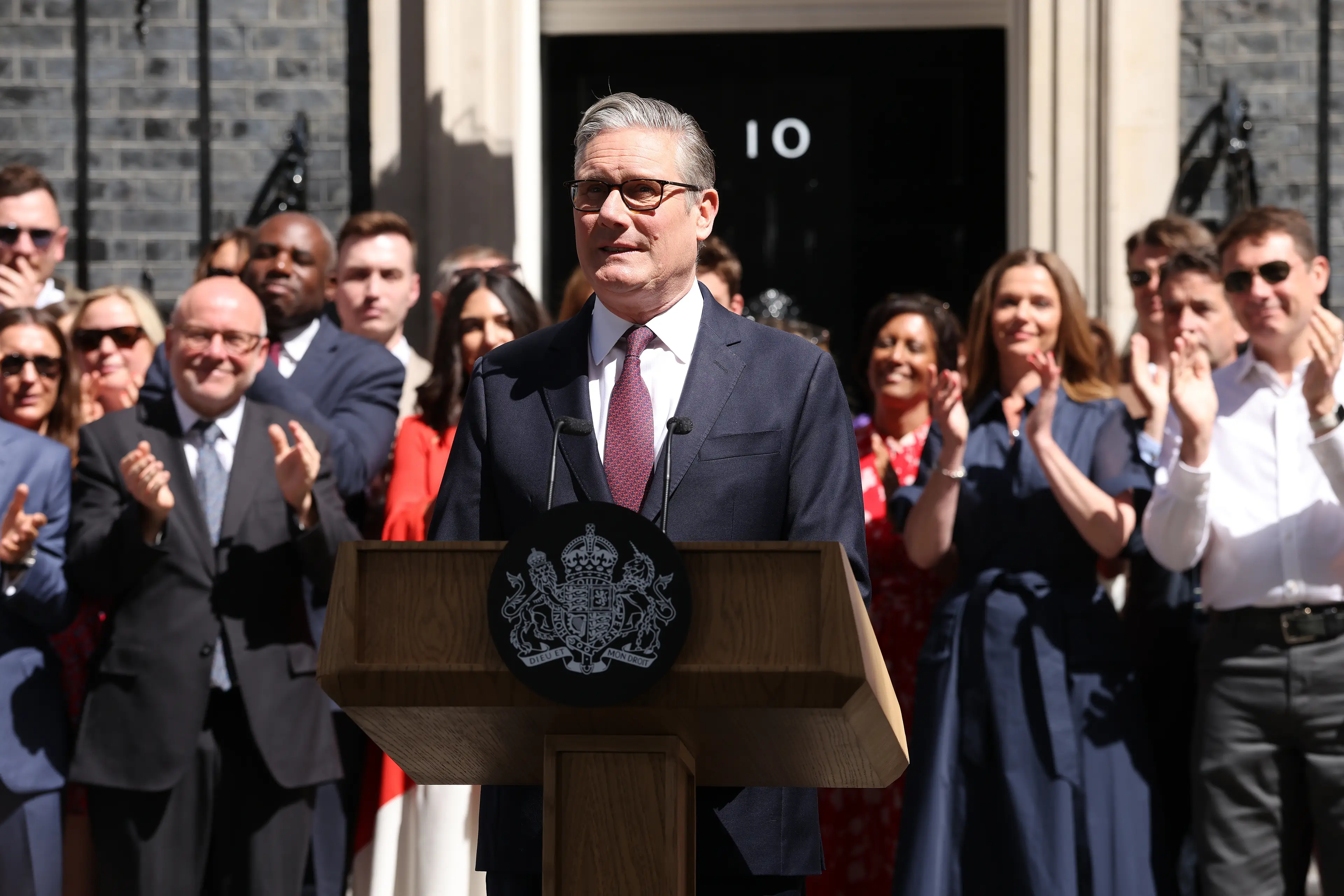 Starmer delivered a farewell speech behind a lectern earlier today (Dan Kitwood/Getty Images)