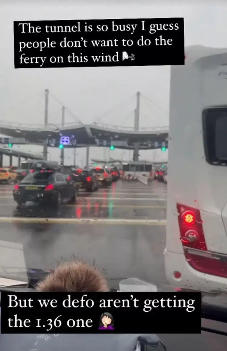 The Radfords were stuck queuing at the tunnel.